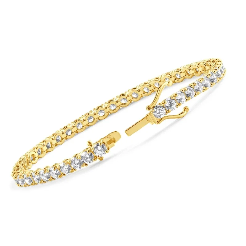 Classic mine bracelet-10 Ct Lab Grown Diamond Tennis Bracelet Yellow Gold 7"