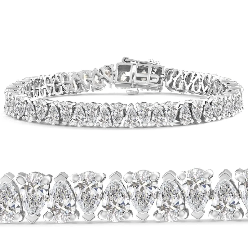 Spruce twig bracelet-10Ct Pear Shape Diamond Tennis Bracelet Wide White Gold Lab Grown