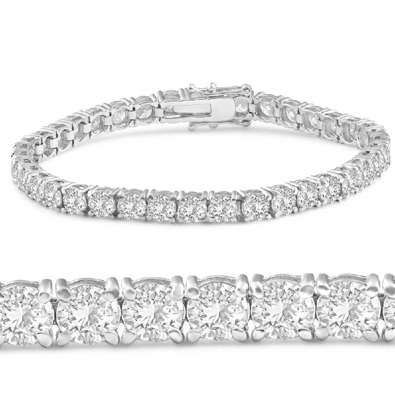 Family badge bracelet-12 Ct. Round Cut Natural Diamond White Gold Round Cut Tennis Bracelet 7"