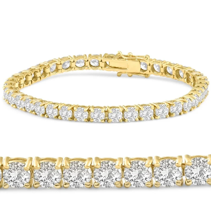 Smoked wood bracelet-12 Ct. Round Cut Natural Diamond Yellow Gold Round Cut Tennis Bracelet 7"