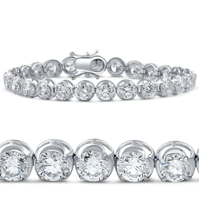 Petrified shard bracelet-14.55Ct TW Round-Cut Diamond Tennis Bracelet 7" White Gold Lab Grown