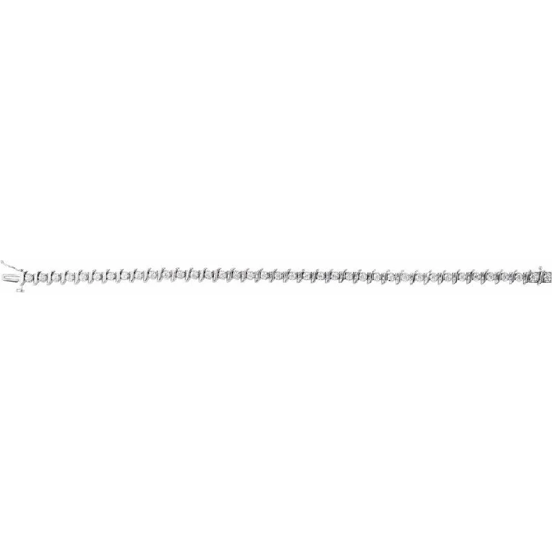 Joint clasp bracelet-14K White Gold Diamond Line Bracelet, 7.25" (1/2cttw)