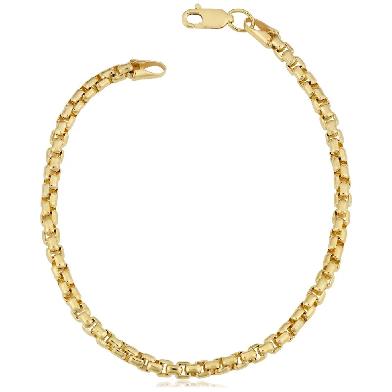 Dome link bracelet-14k Yellow Gold Filled 3.5-mm Round Box Link Chain Bracelet (7.5 or 8.5 inches)