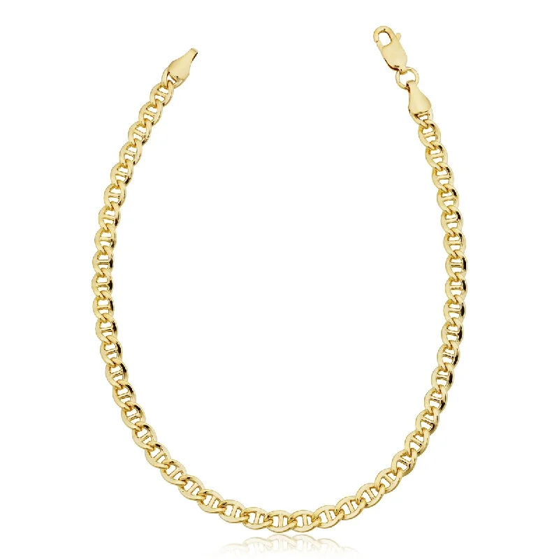 Onyx vein bracelet-14k Yellow Gold Filled 4.3 millimeter Solid Flat Mariner Chain Bracelet (8.5 inches)