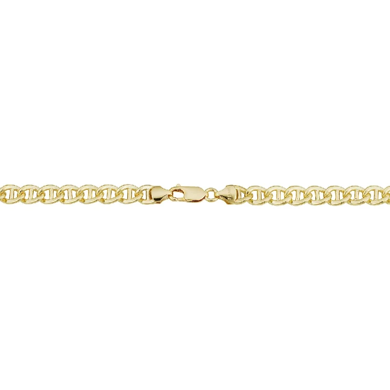 Brecciated jasper bracelet-14k Yellow Gold Filled 6.8 millimeter Solid Flat Mariner Chain Bracelet for Men (8.5 inches)