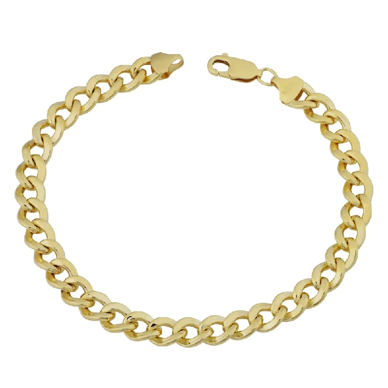 Jute weave bracelet-14k Yellow Gold Filled 7.4mm High Polish Miami Cuban Curb Link Men's 9-inch Chain Bracelet