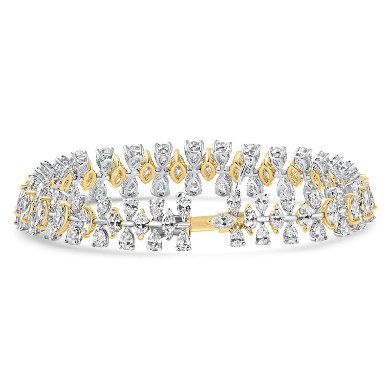 River pebble bracelet-15Ct Pear & Marquise Shape Diamond Tennis Bracelet Gold 7" 22grams