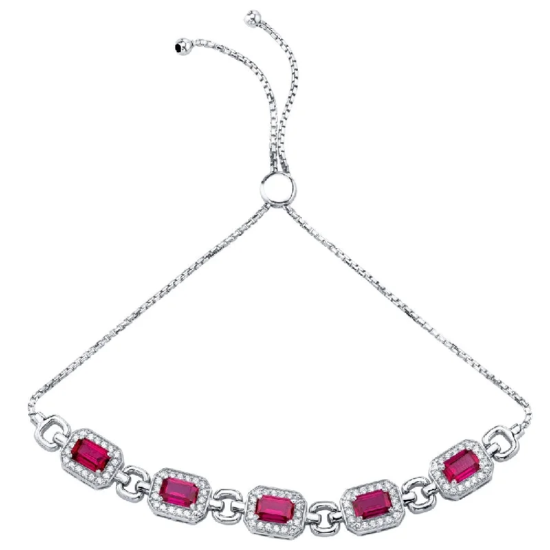 Web grid bracelet-3.75 ct Ruby Adjustable Bracelet in Sterling Silver