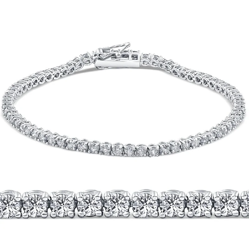 Blossom wrap bracelet-3ct Diamond Tennis Bracelet White Gold Round Brilliant Cut 7 Inches