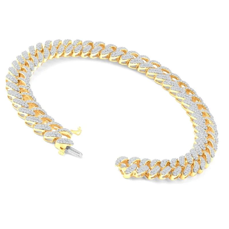 Pinnacle charm bracelet-4.42Ct Men's Diamond Cuban 8.5" Bracelet Yellow Gold Heavy 26 Grams 9.6mm