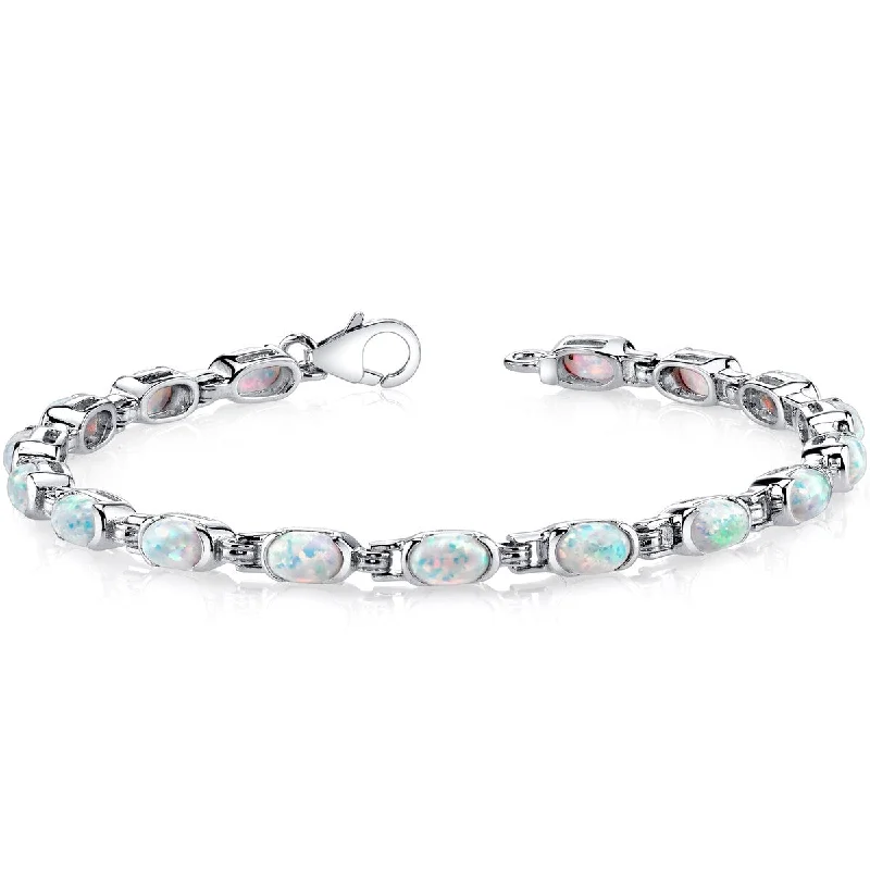 Rough grain bracelet-4.75 ct Opal Tennis Bracelet in Sterling Silver