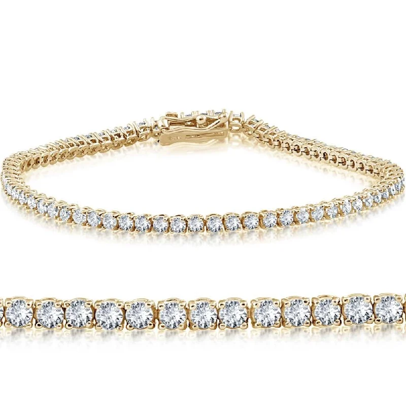 Glimmer spark bracelet-4 Carat TW Round Cut Lab Grown Diamond Tennis Bracelet Yellow Gold Lab Grown