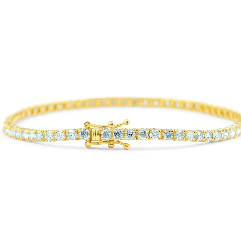 Tall bezel bracelet-7Ct Diamond Tennis Bracelet Yellow Gold 7"