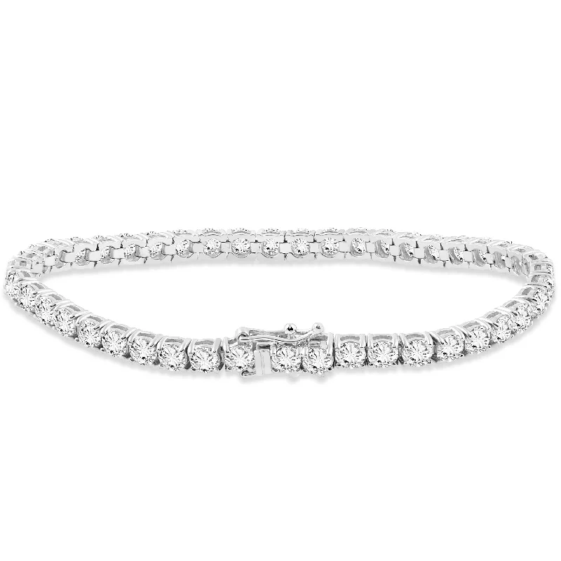 Coiled vine bracelet-9 ct Genuine Diamond Tennis Bracelet 7" White Gold