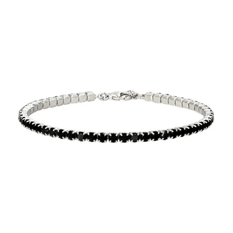 Veined gem bracelet-925 Sterling Silver Black Spinel Bracelet