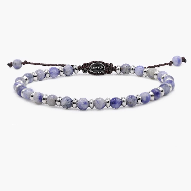 Spruce twig bracelet-Beaded Bracelet With Sodalite and Silver Beads