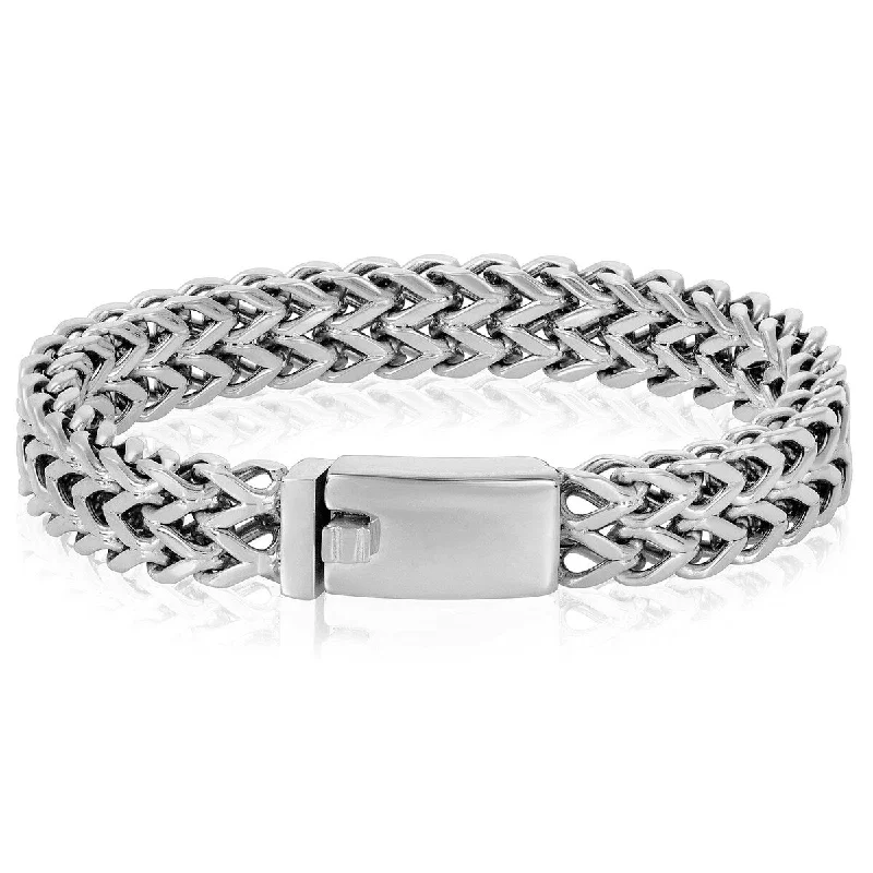 Family badge bracelet-Crucible Men's Double Row Franco Stainless Steel Bracelet (12mm)