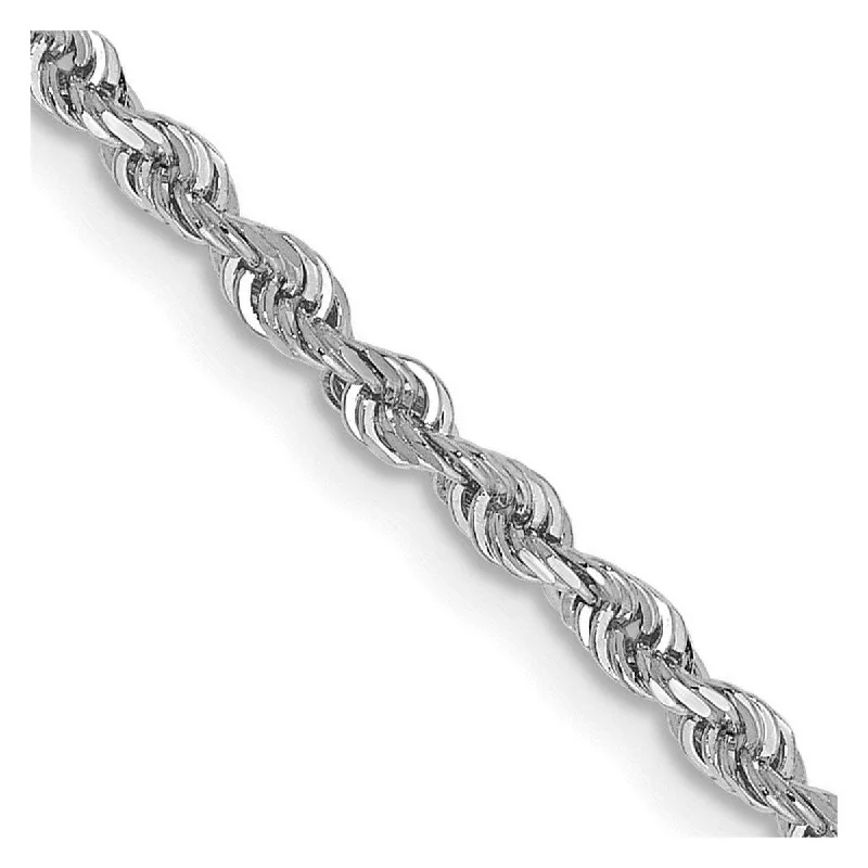 Rose set bracelet-Curata 10k White Gold 10" 2.25mm Diamond-cut Quadruple Rope Chain Anklet Ankle Bracelet