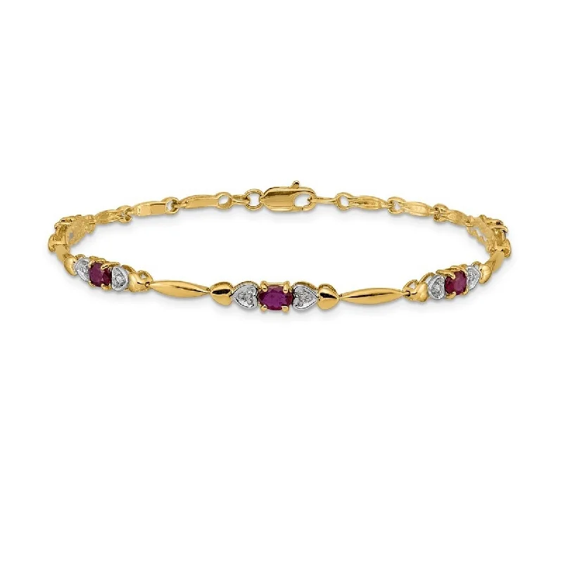 Quad knot bracelet-Curata 14k Diamond and Composite Ruby Bracelet