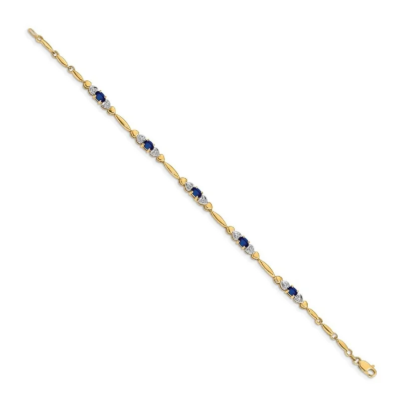 Wavy rim bracelet-Curata 14k Diamond and Sapphire Bracelet