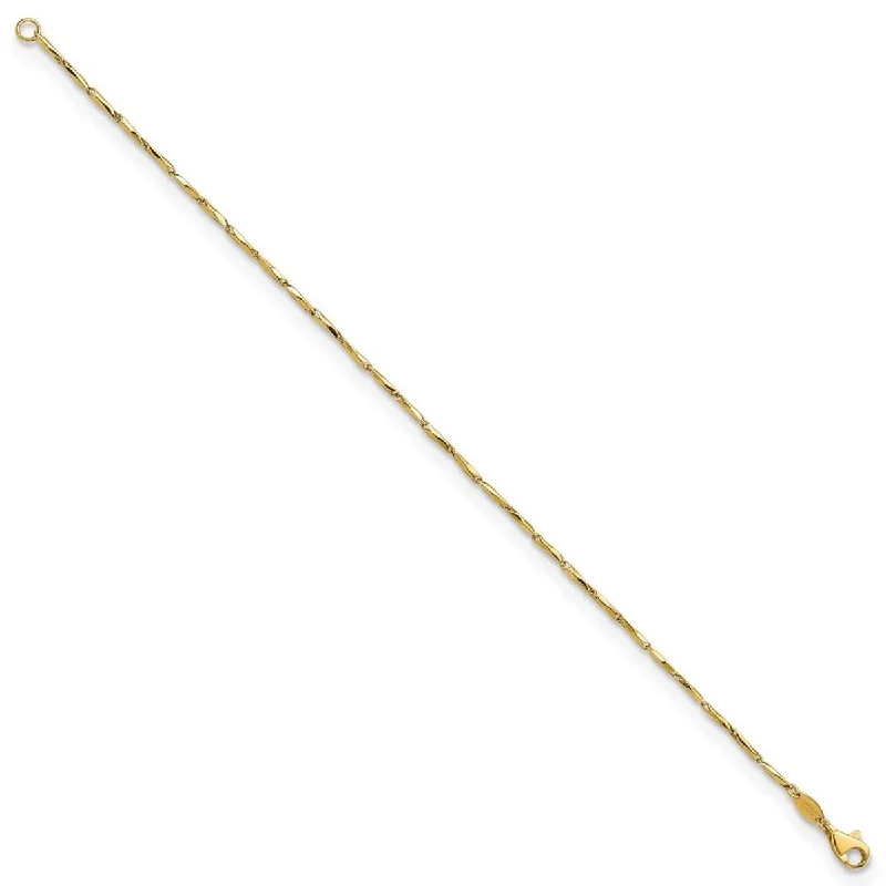 Cotton strip bracelet-Curata 14k Gold Polished Fancy Link Bracelet 7.25 Inch