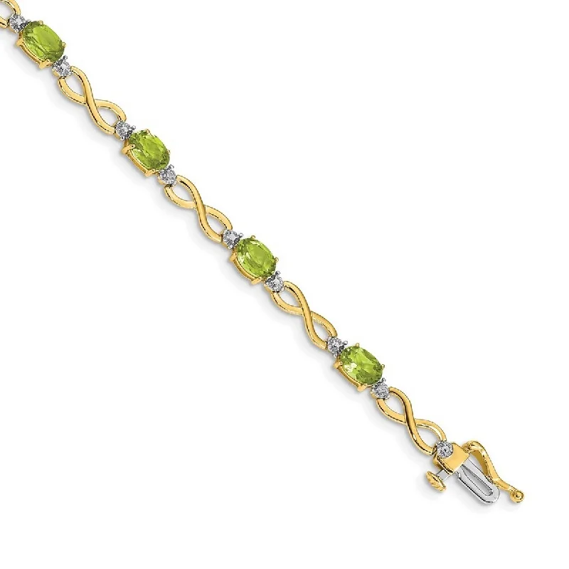 Radiant set bracelet-Curata 14k Peridot and Diamond Bracelet