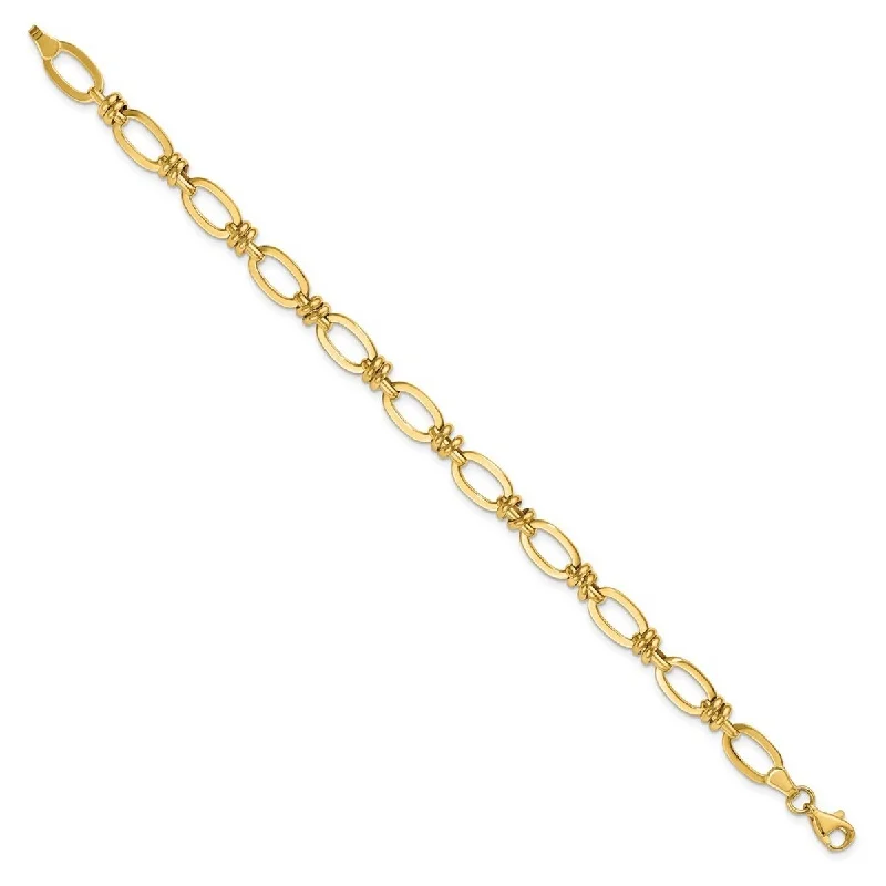 Web grid bracelet-Curata 14k Yellow Gold Fancy Polished Fancy Link Bracelet 7.5 Inch