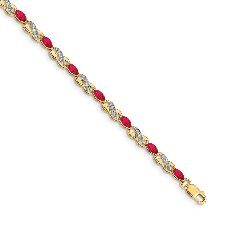 Minoan gold bracelet-Curata 3mm 14k Diamond and Ruby Bracelet