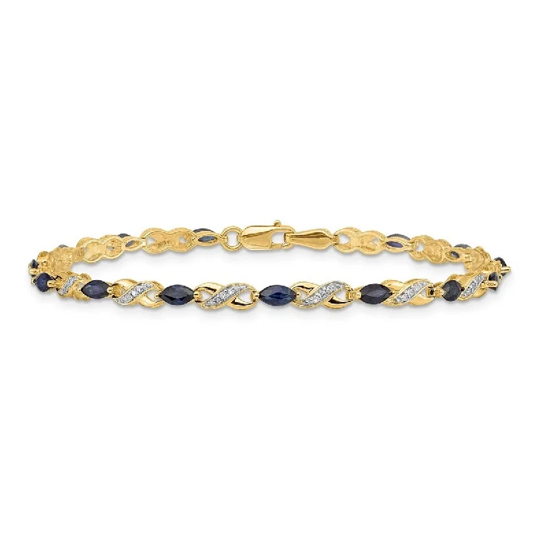 Coiled vine bracelet-Curata 3mm 14k Diamond and Sapphire Bracelet