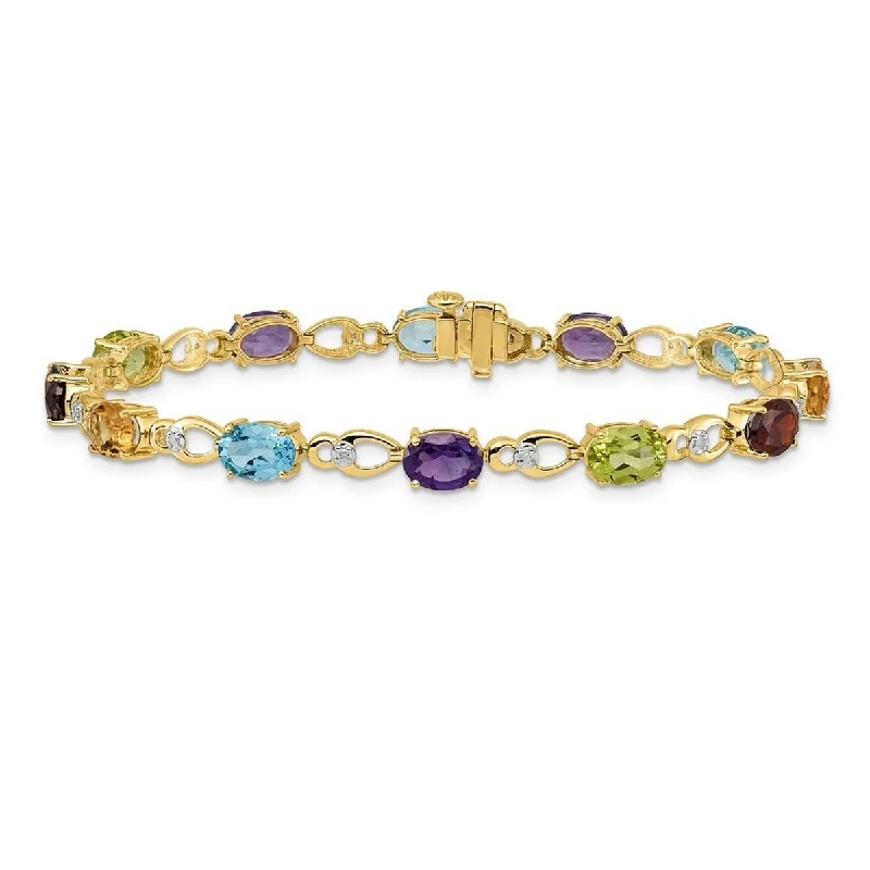 Snapped clasp bracelet-Curata 5mm 14k Rainbow Gemstone Diamond Bracelet