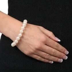 Pale dusk bracelet-DaVonna 14k Gold 10-11mm White Freshwater Pearl Bracelet 7.25-inch