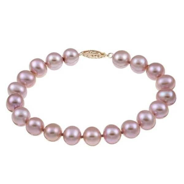 Viking twist bracelet-DaVonna 14k Yellow Gold 8-9mm Pink Freshwater Pearl Classic Bracelet 8-inch