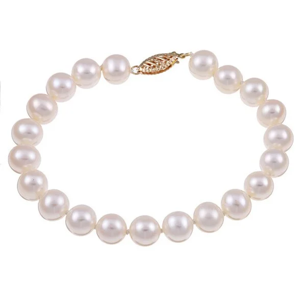 Liana tendril bracelet-DaVonna 14k Yellow Gold White Cultured Pearl Bracelet (7.5-8 mm)