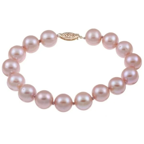 Minoan gold bracelet-DaVonna Silver Pink FW Pearl 8-inch Bracelet (10-11 mm)