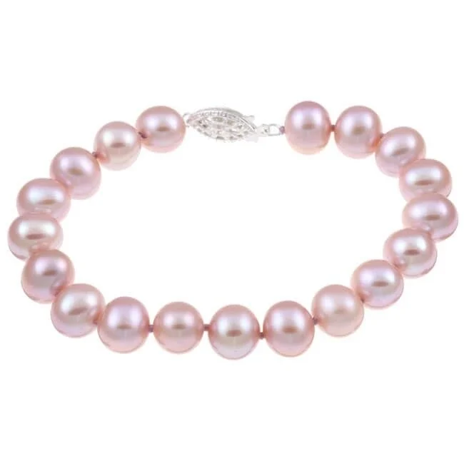 Check weave bracelet-DaVonna Silver Pink FW Pearl Bracelet (9-10mm)