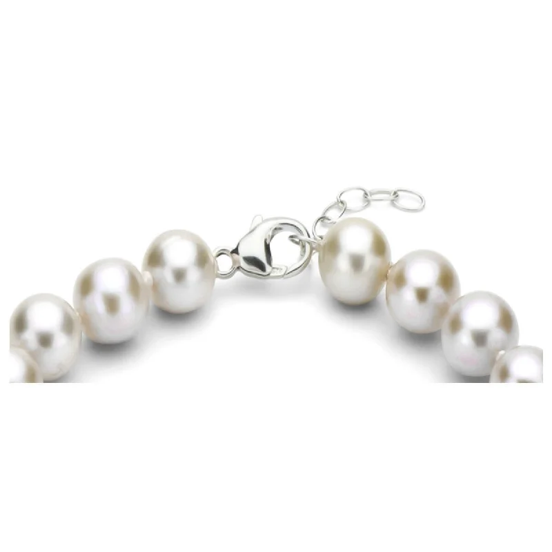 Cracked gem bracelet-DaVonna Sterling Silver 12-13 mm White Round Freshwater Pearl Bracelet