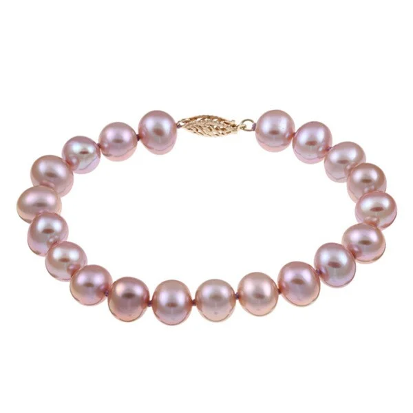 Snapped clasp bracelet-DaVonna Sterling Silver Pink Cultured Pearl Bracelet (8-9 mm)