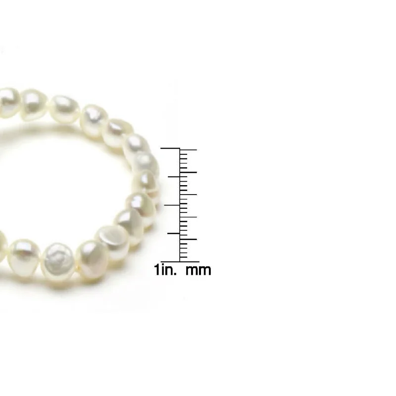 Thracian bead bracelet-DaVonna White Silver and Regatta Pearl 3-pair Stretch Bracelet (8-9 mm)