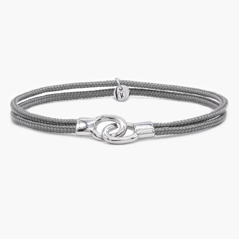 Quartz point bracelet-Double Sailing Cord Bracelet With Silver Lock (Grey)