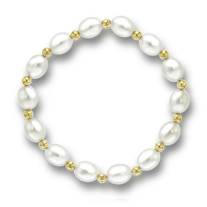 Sandstone speck bracelet-Freshwater 8-8.5mm Pearl Endless Bracelet 7.25Inches with 4mm 14k Beads