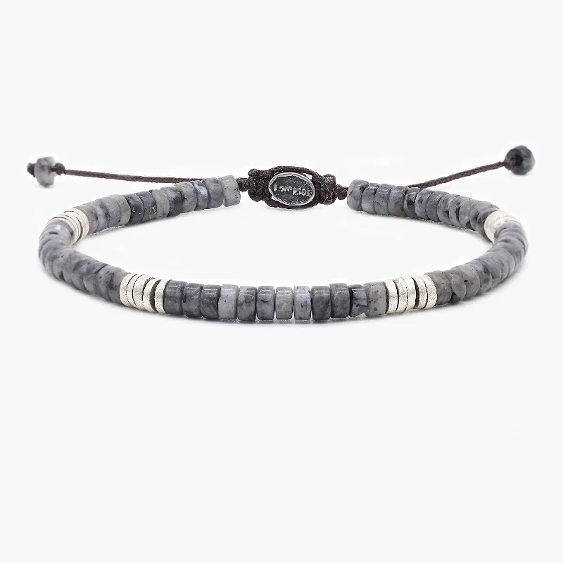 Mussel pearl bracelet-Labradorite Stone And Sterling Silver Disc Beads Bracelet