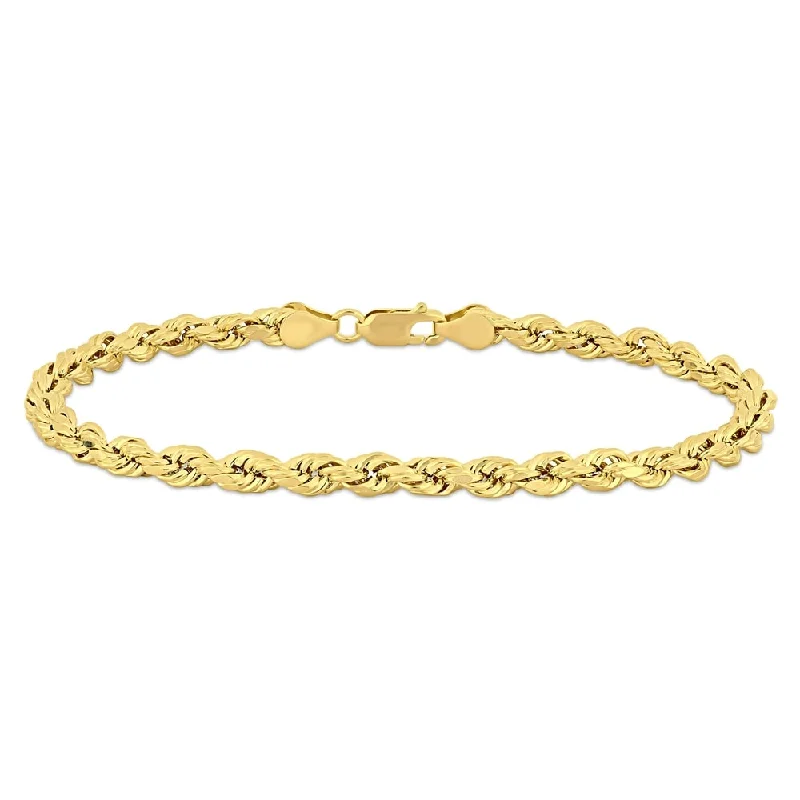 Double gem bracelet-Miadora 10k Yellow Gold Men's 9 Inch Rope Chain Bracelet (5mm) - 9 in x 5 mm x 5 mm