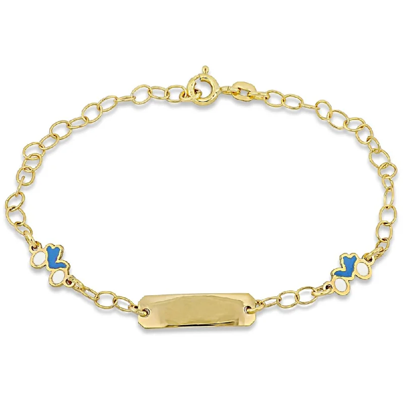 Gothic curve bracelet-Miadora 18k Yellow Gold Children's ID with Motorcycle Charm Station Link Bracelet - N/A