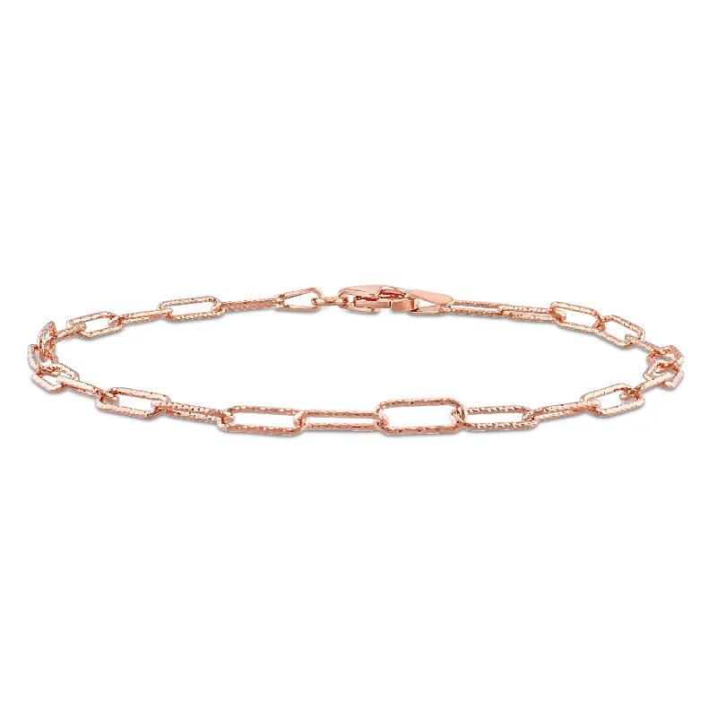 Pitted finish bracelet-Miadora 18kt Rose Gold Plated Sterling Silver Paperclip Bracelet