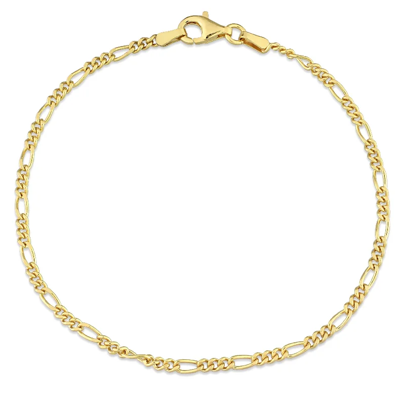 Faint check bracelet-Miadora 18kt Yellow Gold Plated Sterling Silver Figaro Bracelet