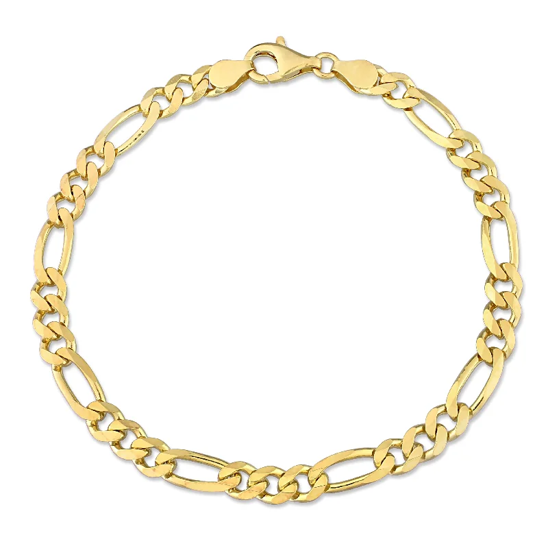 Copper toned bracelet-Miadora 18kt Yellow Gold Plated Sterling Silver Figaro Men's Bracelet