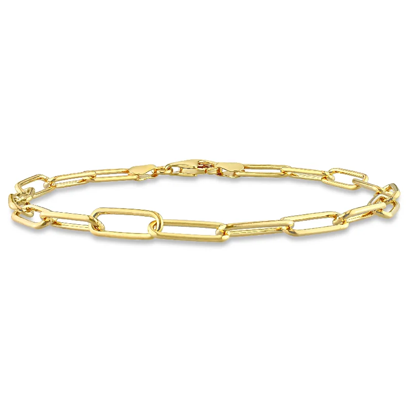 Wool weave bracelet-Miadora 18kt Yellow Gold Plated Sterling Silver Paperclip Men's Bracelet