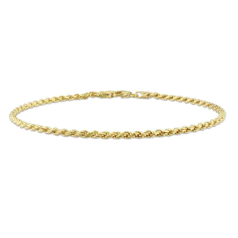 Fleck finish bracelet-Miadora 18kt Yellow Gold Plated Sterling Silver Rope Chain Men's Bracelet