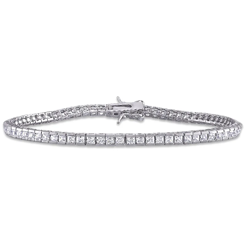 Fleck finish bracelet-Miadora 4 1/3 CT TGW White Cubic Zirconia Tennis Bracelet in Sterling Silver - 7 in x 3 mm x 2.5 mm