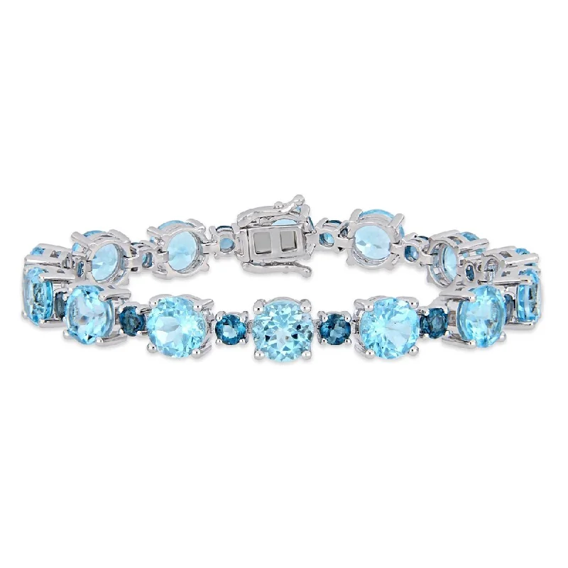 River pebble bracelet-Miadora Sterling Silver 37 1/10ct TGW Sky & London-Blue Topaz Tennis Bracelet